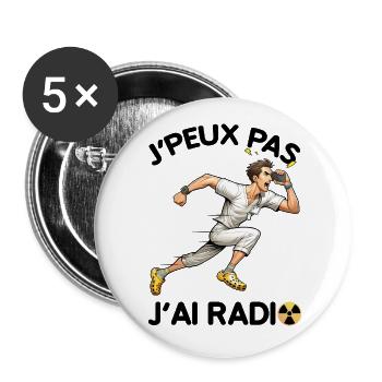 J'peux pas J'ai Radio Citation drôle Radiologie - Lot de 5 petits badges (25 mm) - blanc - Devant