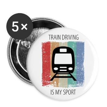 Zug Eisenbahn Eisenbahner Züge Triebfahrzeugführer - Buttons klein 25 mm (5er Pack) - Weiß - Vorne