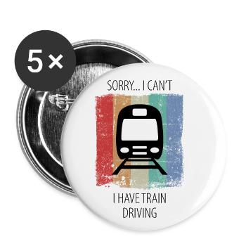 Zug Eisenbahn Eisenbahner Züge Triebfahrzeugführer - Buttons klein 25 mm (5er Pack) - Weiß - Vorne