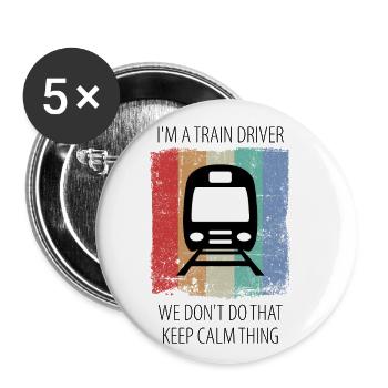 Zug Eisenbahn Eisenbahner Züge Triebfahrzeugführer - Buttons klein 25 mm (5er Pack) - Weiß - Vorne