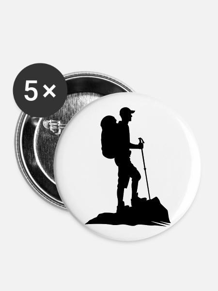 Wander Wanderer Wanderung - Buttons klein 25 mm (5er Pack) - Weiß