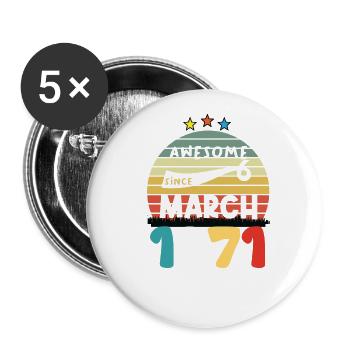 53 Jahre alt Hergestellt in 1971 Jahrgang März 1971 - Buttons klein 25 mm (5er Pack) - Weiß - Vorne