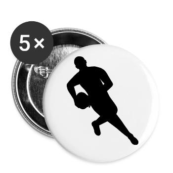 Rugby in Bewegung - Buttons klein 25 mm (5er Pack) - Weiß - Vorne