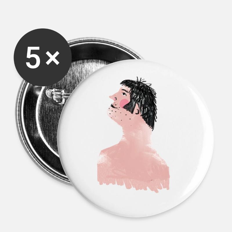 Mann - Buttons klein 25 mm (5er Pack) - Weiß