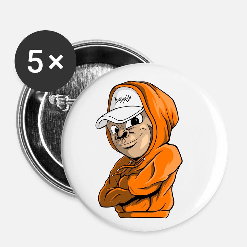 monkä Cool Boy Singe - Lot de 5 petits badges (25 mm) - blanc