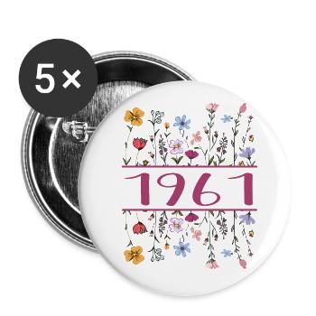 1961 Légendaire Depuis 1961 Anniversaire 1961 Femmes - Lot de 5 petits badges (25 mm) - blanc - Devant
