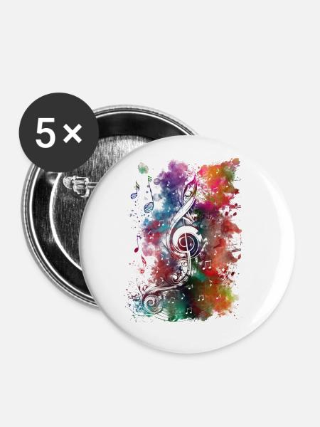 Violine Musiktaste - Buttons klein 25 mm (5er Pack) - Weiß
