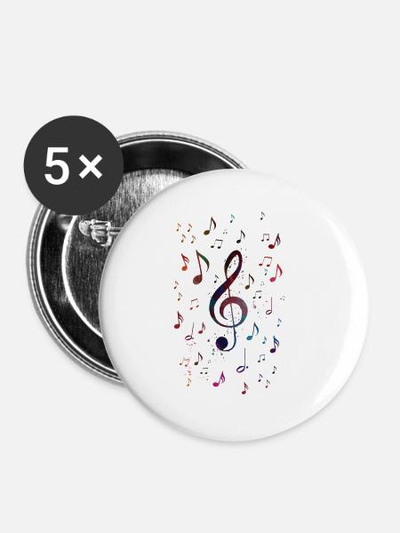 Violine Musiktaste - Buttons klein 25 mm (5er Pack) - Weiß