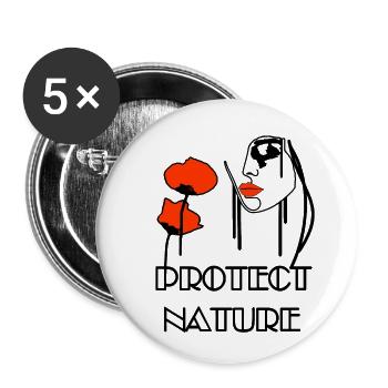 Protect Nature Portrait Mohnblumen & Bienen - Buttons klein 25 mm (5er Pack) - Weiß - Vorne