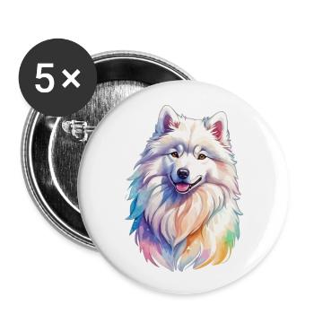 Samoyed Watercolors - Buttons small 1''/25 mm (5-pack) - white - Front