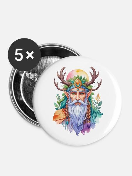 Druide Wasserfarben - Buttons klein 25 mm (5er Pack) - Weiß