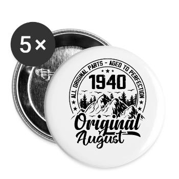 1940 August Original: 84 Years Anniversary Gift - Buttons small 1''/25 mm (5-pack) - white - Front