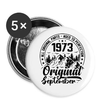 1973 September Original 51 Jahre altes Geburtstagsgeschenk - Buttons klein 25 mm (5er Pack) - Weiß - Vorne