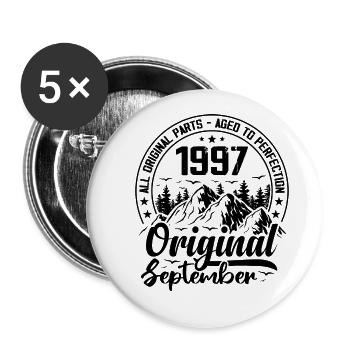 1997 September Original 27 Jahre altes Geburtstagsgeschenk - Buttons klein 25 mm (5er Pack) - Weiß - Vorne