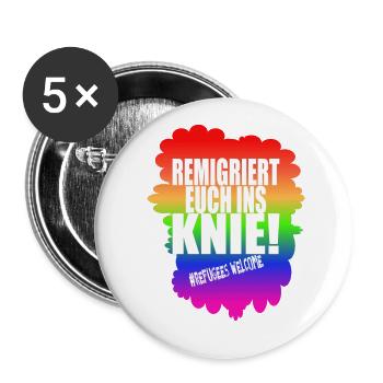 AfD stoppen gegen rechts Demokratie Vielfalt links - Buttons klein 25 mm (5er Pack) - Weiß - Vorne