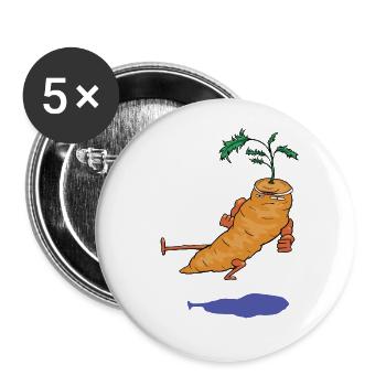 Karate Carrott, Karate Karotte - Buttons klein 25 mm (5er Pack) - Weiß - Vorne