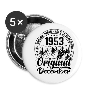 1953 Dezember Original 71 Jahre altes Geburtstagsgeschenk - Buttons klein 25 mm (5er Pack) - Weiß - Vorne