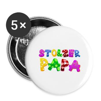 Baby Eltern Kind Geschenk Sprüche Geburt Mama Papa - Buttons klein 25 mm (5er Pack) - Weiß - Vorne
