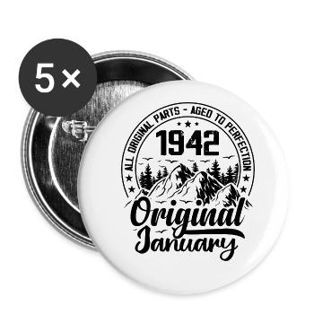 1942 January Original 82 Years Anniversary Gift - Buttons small 1''/25 mm (5-pack) - white - Front