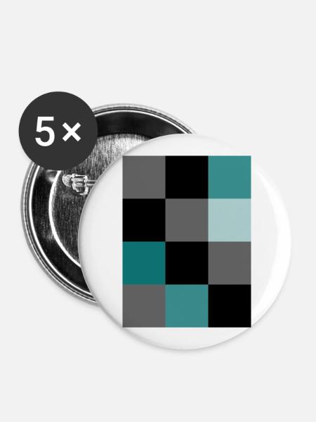 Petrol Pixel - Buttons klein 25 mm (5er Pack) - Weiß