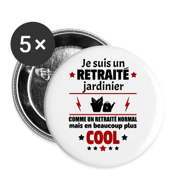 Je suis un retraité jardinier plus cool, retraite - Lot de 5 petits badges (25 mm) - blanc - Devant