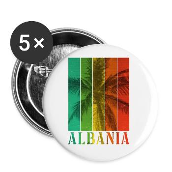 Albania Shqipëri Summer Palm Trees Beach Sea Holidays - Buttons small 1''/25 mm (5-pack) - white - Front