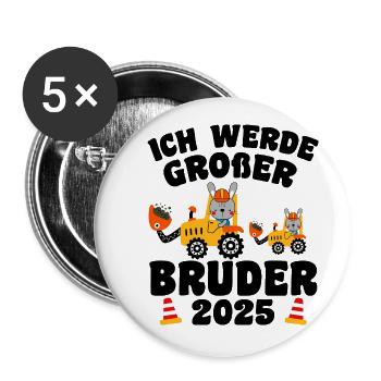 Ich Werde Großer Bruder 2025 - Buttons klein 25 mm (5er Pack) - Weiß - Vorne