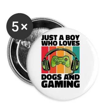 Gamer et Chiens : Jeux Vidéo et Fidélité Canine - Lot de 5 petits badges (25 mm) - blanc - Devant