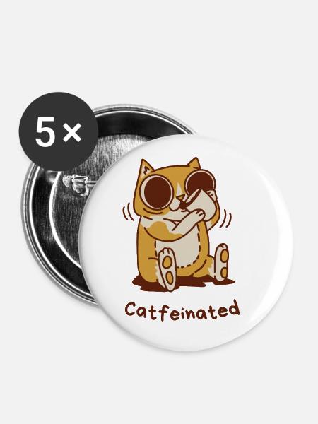 Catfeinated - Buttons klein 25 mm (5er Pack) - Weiß