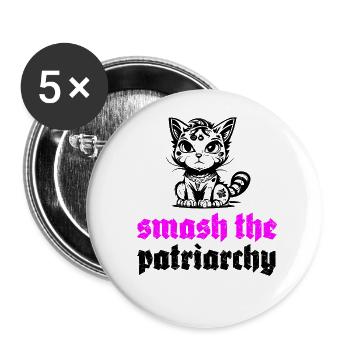 Smash The Patriarchy - Buttons small 1''/25 mm (5-pack) - white - Front