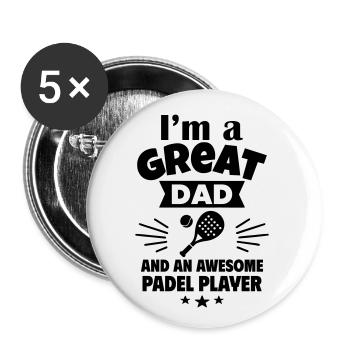 Je suis un super papa et un as du padel - Lot de 5 petits badges (25 mm) - blanc - Devant