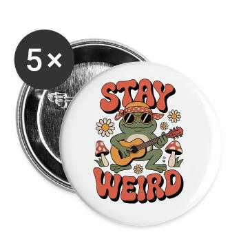 Hippie Stay Weird - Buttons klein 25 mm (5er Pack) - Weiß - Vorne