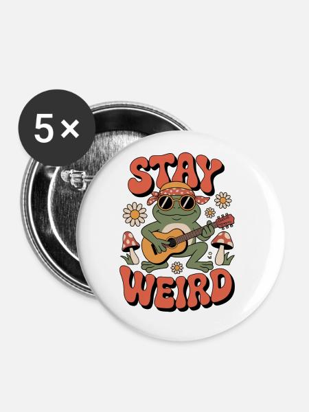 Hippie Stay Weird - Buttons klein 25 mm (5er Pack) - Weiß
