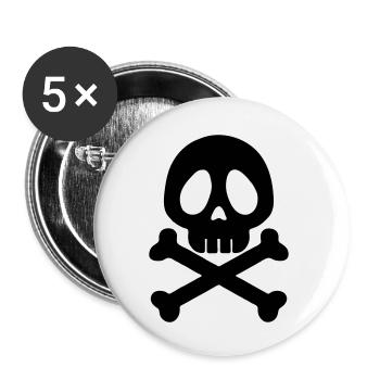 Tête de mort - Skull - Style Anime / Manga - Lot de 5 petits badges (25 mm) - blanc - Devant
