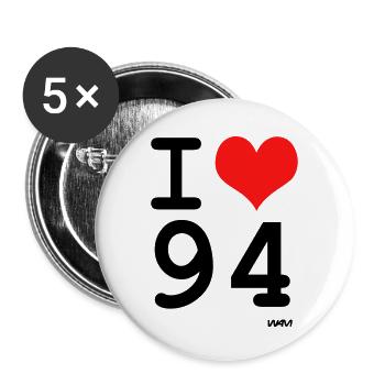ich liebe 94 Val de Marne - Buttons klein 25 mm (5er Pack) - Weiß - Vorne
