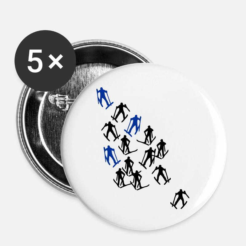 ski runner - Lot de 5 petits badges (25 mm) - blanc
