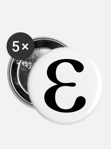 Epsilon griechischer Buchstabe - Buttons klein 25 mm (5er Pack) - Weiß