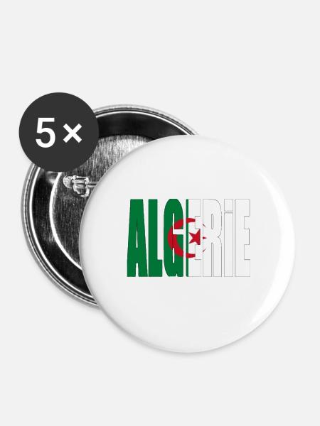 algeria - Buttons klein 25 mm (5er Pack) - Weiß