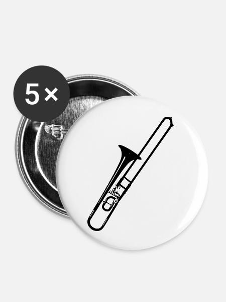 Posaune - Buttons klein 25 mm (5er Pack) - Weiß