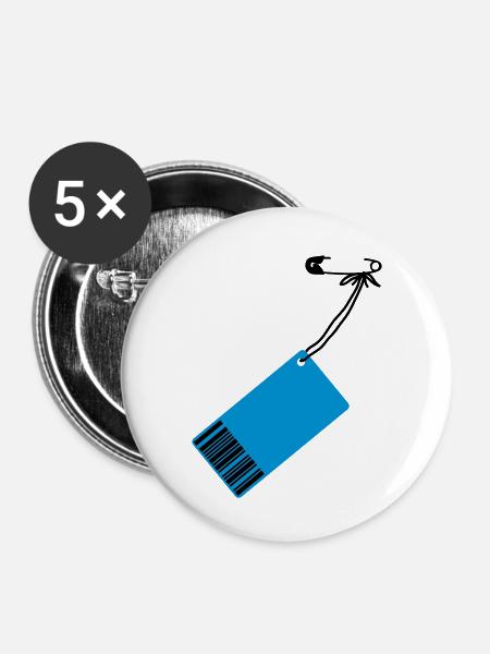 Preis-Schild - Buttons klein 25 mm (5er Pack) - Weiß