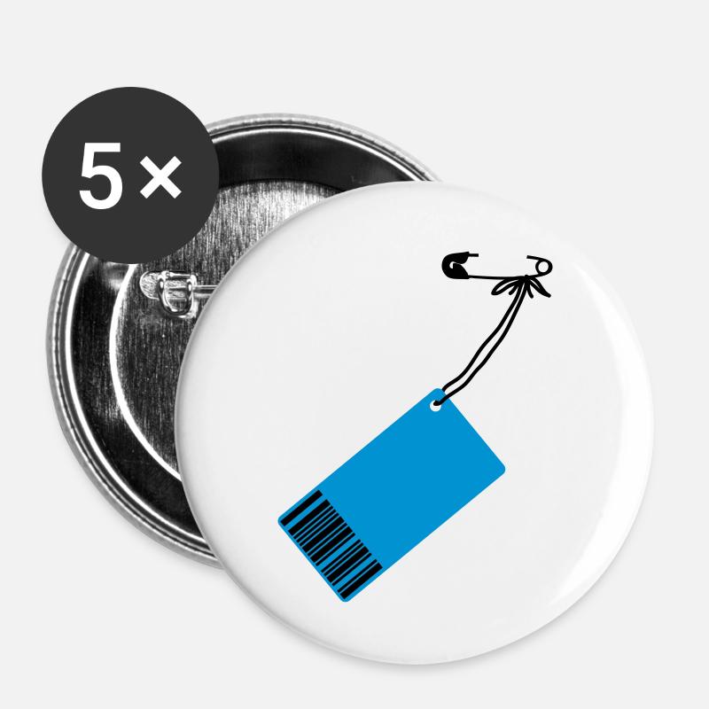 Preis-Schild - Buttons klein 25 mm (5er Pack) - Weiß