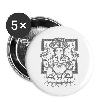 Ganesha Black Distressed - Buttons small 1''/25 mm (5-pack) - white - Front