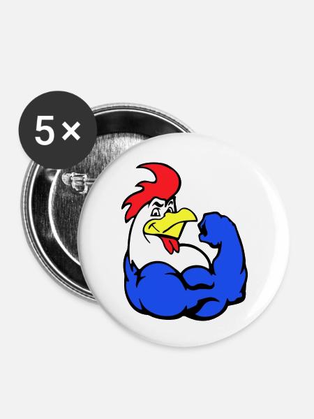 French Rooster - Buttons klein 25 mm (5er Pack) - Weiß
