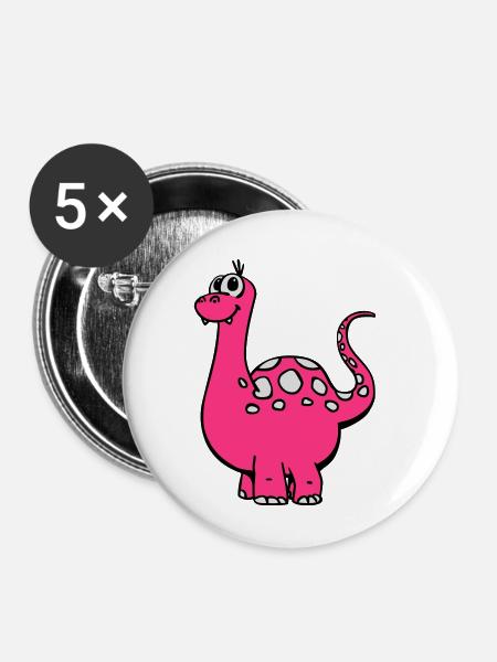 Dino 3c - Buttons klein 25 mm (5er Pack) - Weiß