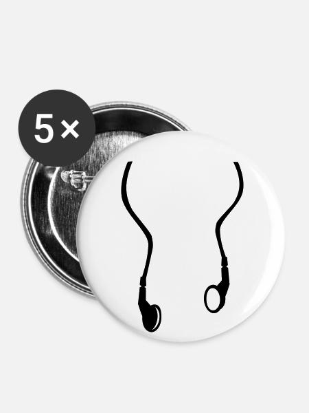 Kopfhörer - Buttons klein 25 mm (5er Pack) - Weiß