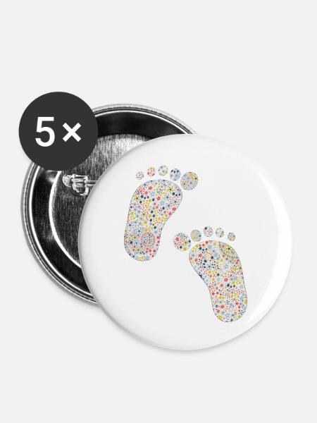 liberty füsse - Buttons klein 25 mm (5er Pack) - Weiß