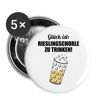 Glück trinken - Dubbeglas mit Schorle inside - Buttons klein 25 mm (5er Pack) - Weiß - Vorne