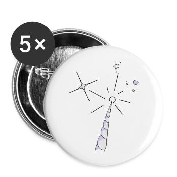 Einhorn Horn - Buttons klein 25 mm (5er Pack) - Weiß - Vorne