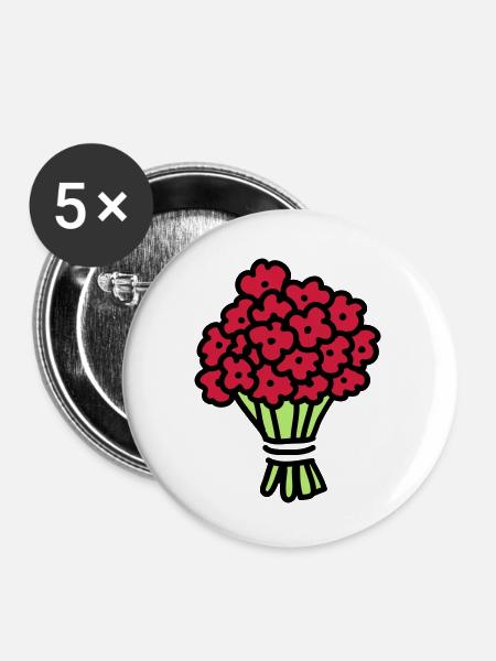 Blumenstrauß 3 - Buttons klein 25 mm (5er Pack) - Weiß