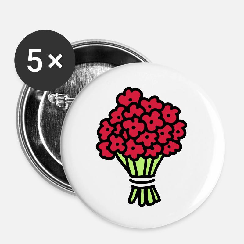 Blumenstrauß 3 - Buttons klein 25 mm (5er Pack) - Weiß